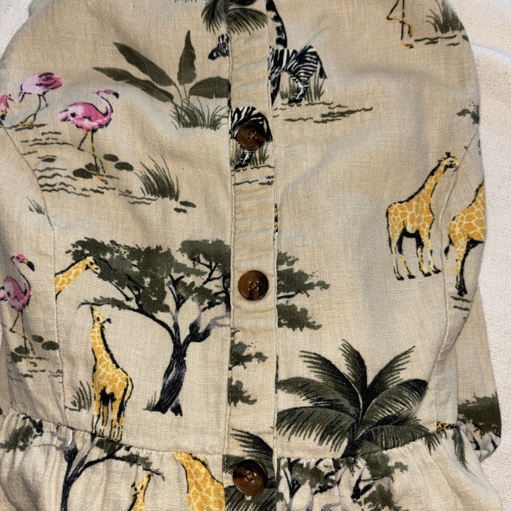 Old Navy Tan Safari Animal Print Linen Midi Dress Sz S Bohemian - Picture 9 of 10